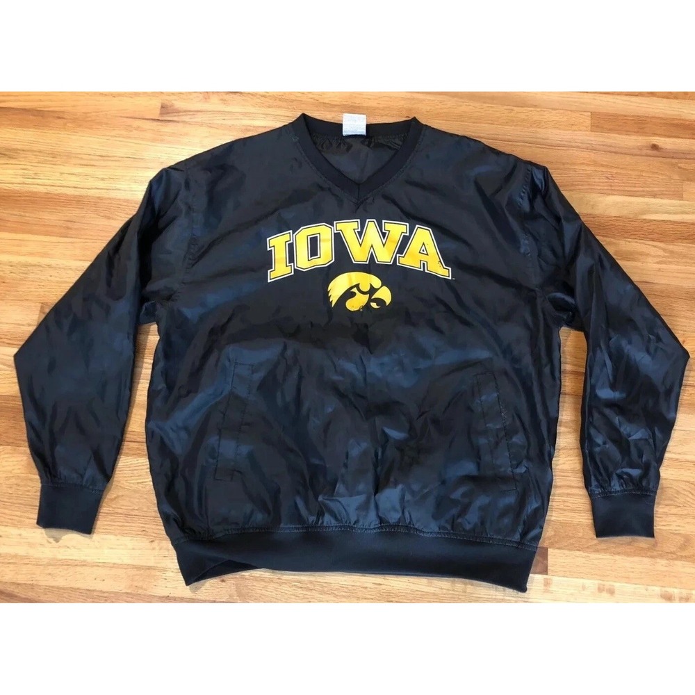 Red Oak Iowa Hawkeyes Football Windbreaker Mens Black Large Long Sleeve Pullover